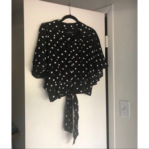 Polka Dot Button Down Tie Shirt
